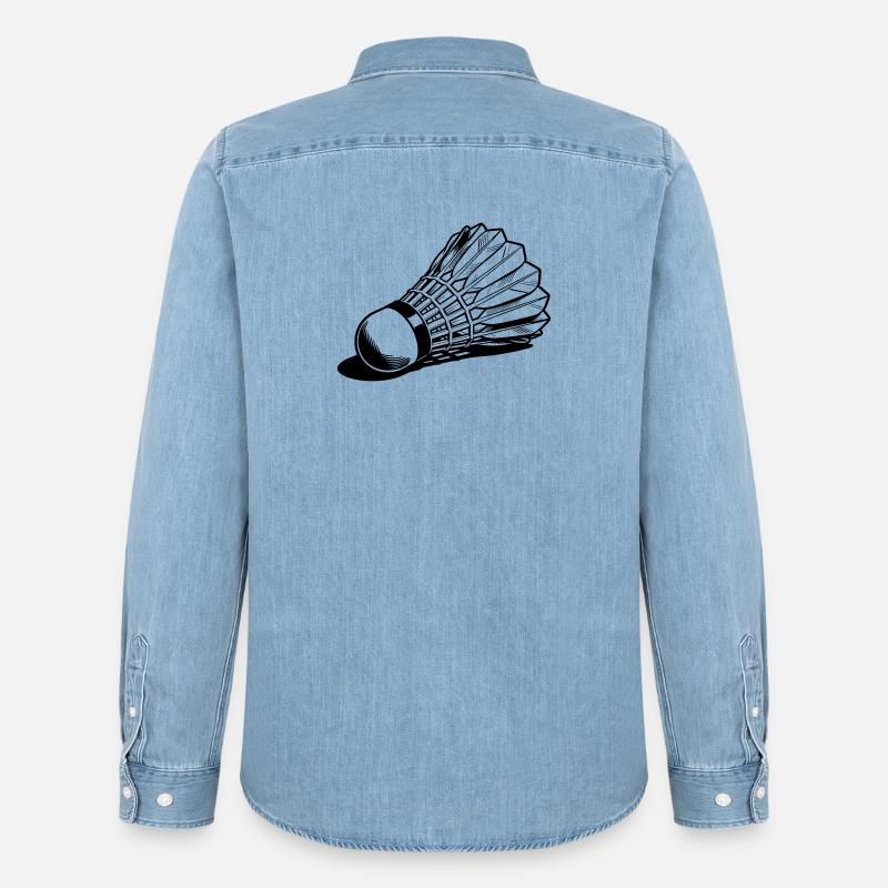 Badminton-Shuttle - Männer Jeanshemd Organic von Stanley/Stella - verwaschenes Hellblau
