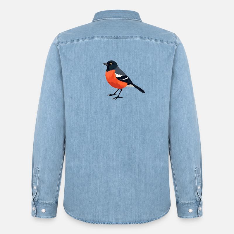 Gimpel Vogel - Männer Jeanshemd Organic von Stanley/Stella - verwaschenes Hellblau