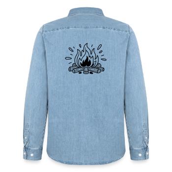 feu de camp - Chemise en denim homme bio Stanley/Stella - bleu clair délavé - Dos - AI Model Male 185 light (185cm)