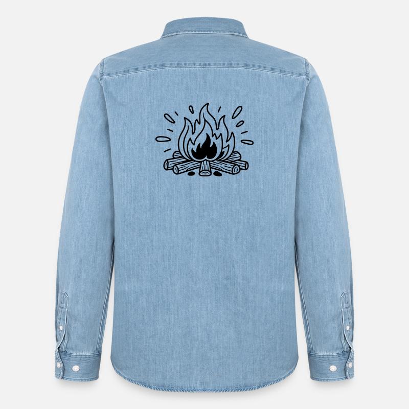 Lagerfeuer - Männer Jeanshemd Organic von Stanley/Stella - verwaschenes Hellblau