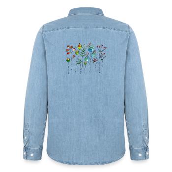 Fleur - Chemise en denim homme bio Stanley/Stella - bleu clair délavé - Dos - AI Model Male 185 light (185cm)