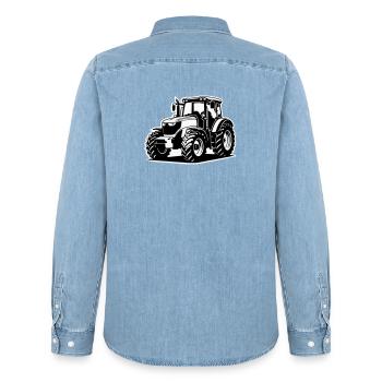 Traktor / Trecker / Schlepper (2-farbig) - Männer Jeanshemd Organic von Stanley/Stella - verwaschenes Hellblau - Hinten - AI Model Male 185 light (185cm)