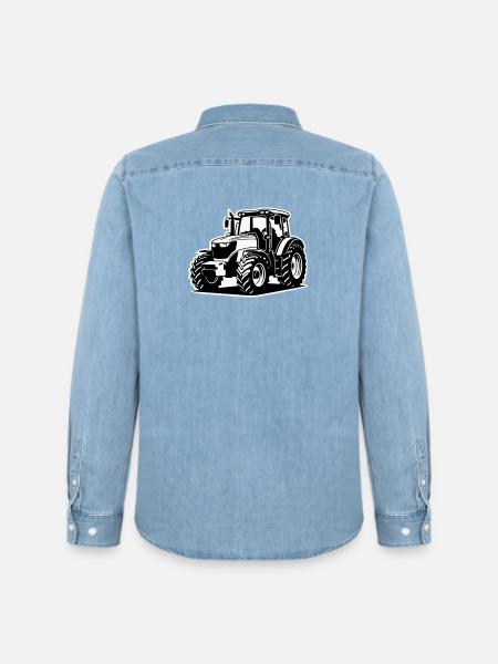 Traktor / Trecker / Schlepper (2-farbig) - Männer Jeanshemd Organic von Stanley/Stella - verwaschenes Hellblau