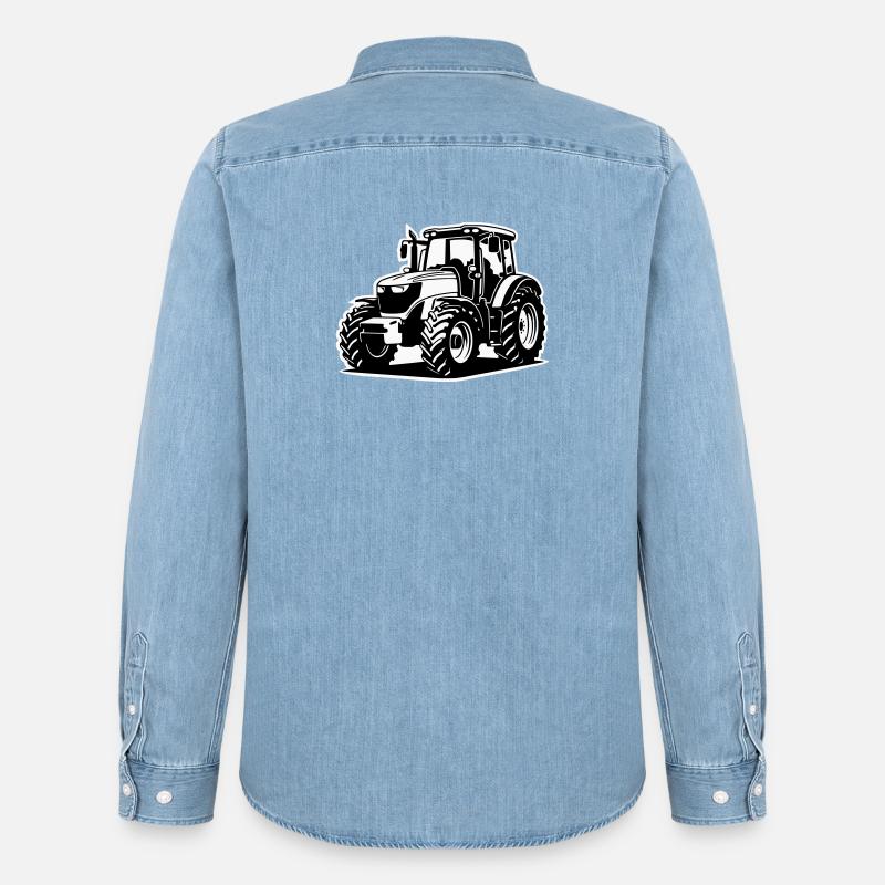 Traktor / Trecker / Schlepper (2-farbig) - Männer Jeanshemd Organic von Stanley/Stella - verwaschenes Hellblau