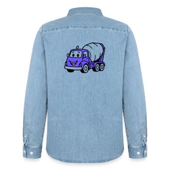 Bauwagen-Kids - Männer Jeanshemd Organic von Stanley/Stella - verwaschenes Hellblau - Hinten - AI Model Male 185 light (185cm)