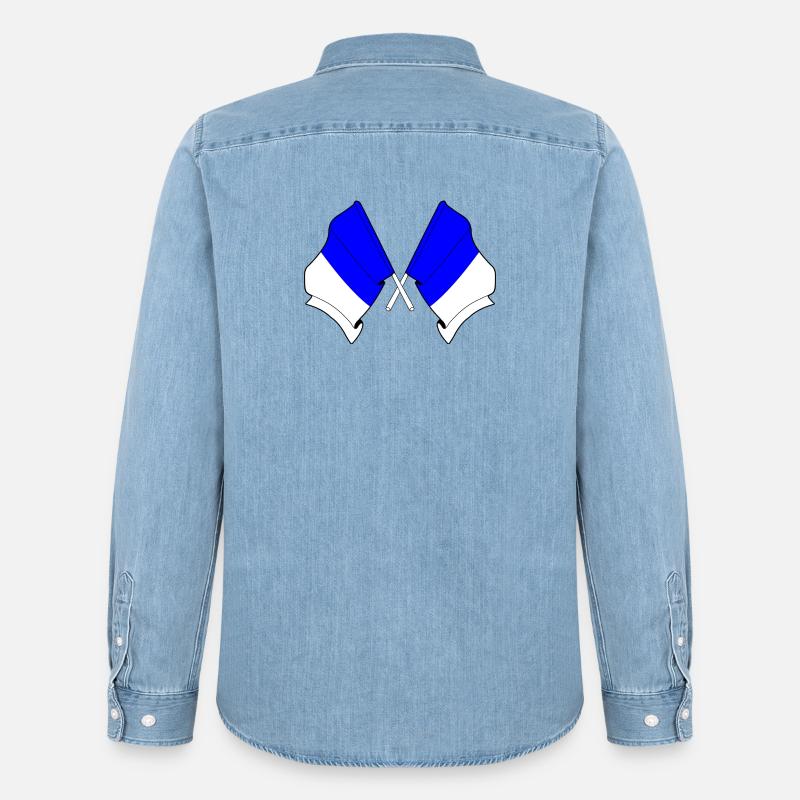 Spa Twin Flags - Männer Jeanshemd Organic von Stanley/Stella - verwaschenes Hellblau