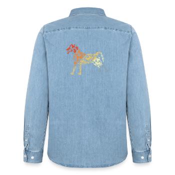 Croquis vintage de chien - Chemise en denim homme bio Stanley/Stella - bleu clair délavé - Dos - AI Model Male 185 light (185cm)
