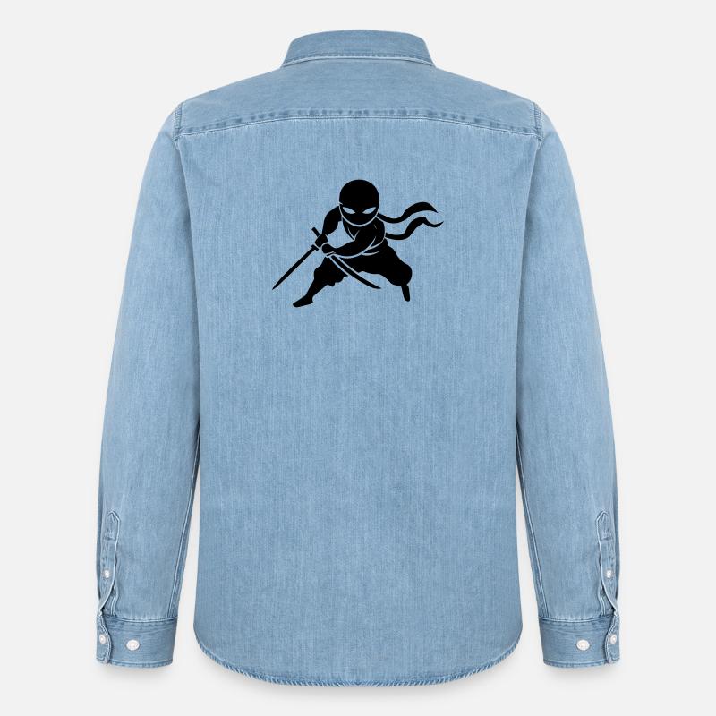 Ninja Samurai - Männer Jeanshemd Organic von Stanley/Stella - verwaschenes Hellblau
