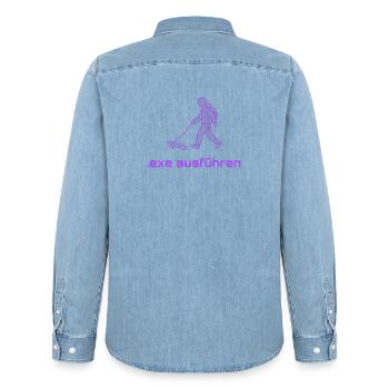.EXE ausführen – Lustiges Informatiker Shirt - Männer Jeanshemd Organic von Stanley/Stella - verwaschenes Hellblau - Hinten - AI Model Male 185 light (185cm)