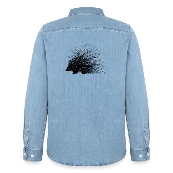 porc-épic - Chemise en denim homme bio Stanley/Stella - bleu clair délavé - Dos - AI Model Male 185 light (185cm)