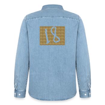 Motif léopard avec grande amperand - Chemise en denim homme bio Stanley/Stella - bleu clair délavé - Dos - AI Model Male 185 light (185cm)