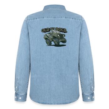 Willys MB – Old but Bold | RCCX - Men’s Organic Denim Shirt by Stanley/Stella - light wash - Back - AI Model Male 185 light (185cm)