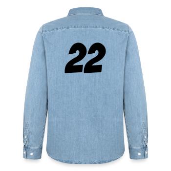22- - Männer Jeanshemd Organic von Stanley/Stella - verwaschenes Hellblau - Hinten - AI Model Male 185 light (185cm)