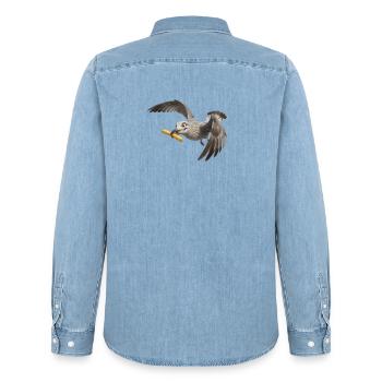Möwe mit Pommes frites - Männer Jeanshemd Organic von Stanley/Stella - verwaschenes Hellblau - Hinten - AI Model Male 185 light (185cm)