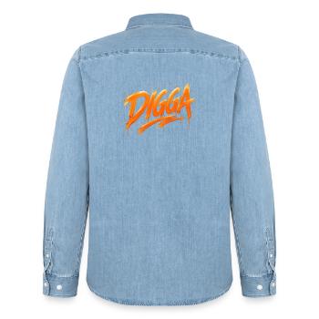 DIGGA – Urban Graffiti Statement - Men’s Organic Denim Shirt by Stanley/Stella - light wash - Back - AI Model Male 185 light (185cm)