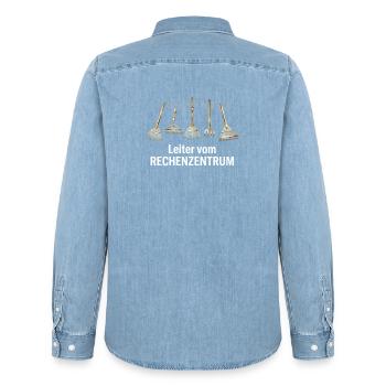 Hello World Programmiersprachen Programmierer Nerd - Männer Jeanshemd Organic von Stanley/Stella - verwaschenes Hellblau - Hinten - AI Model Male 185 light (185cm)