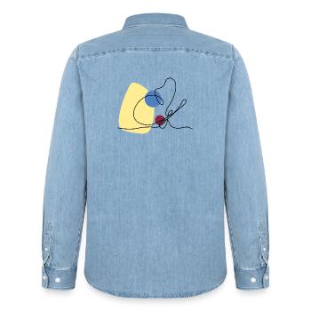 Aronde en linéaire avec fond coloré - Chemise en denim homme bio Stanley/Stella - bleu clair délavé - Dos - AI Model Male 185 light (185cm)