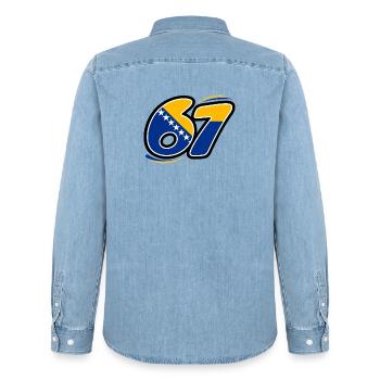 67 Édition Bosnie - Chemise en denim homme bio Stanley/Stella - bleu clair délavé - Dos - AI Model Male 185 light (185cm)