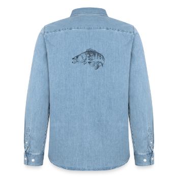 pike-perch - Men’s Organic Denim Shirt by Stanley/Stella - light wash - Back - AI Model Male 185 light (185cm)