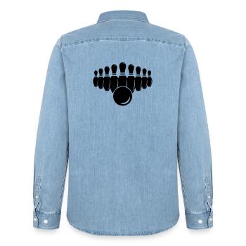 kegeln kegelclub - Männer Jeanshemd Organic von Stanley/Stella - verwaschenes Hellblau - Hinten - AI Model Male 185 light (185cm)