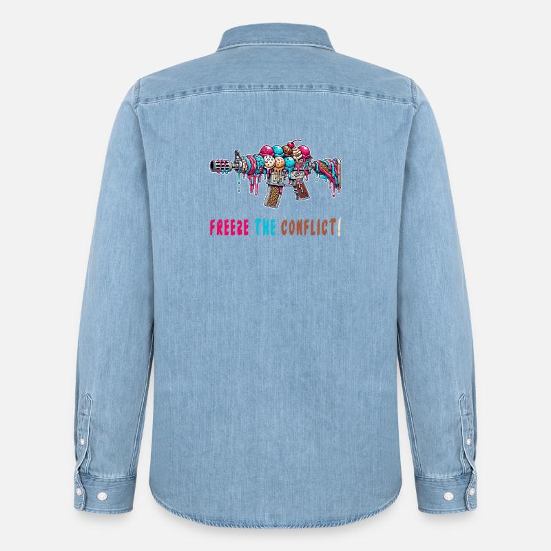 Konflikt eingefrieren Eiscreme - Männer Jeanshemd Organic von Stanley/Stella - verwaschenes Hellblau