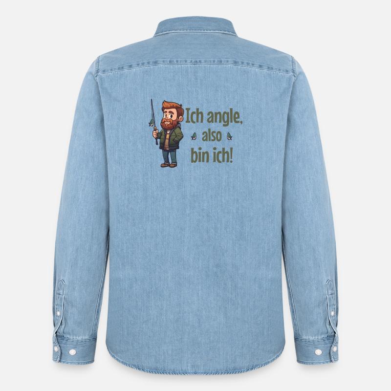 Ich angle, also bin ich! - Angler - Männer Jeanshemd Organic von Stanley/Stella - verwaschenes Hellblau