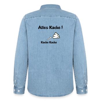 Everything is crap - Men’s Organic Denim Shirt by Stanley/Stella - light wash - Back - AI Model Male 185 light (185cm)