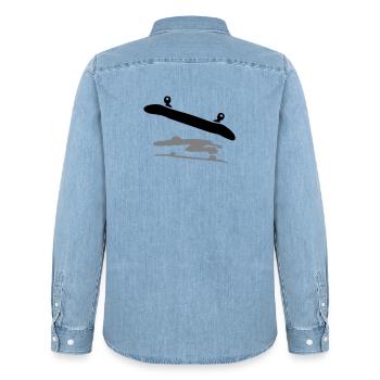 Skateboard - Männer Jeanshemd Organic von Stanley/Stella - verwaschenes Hellblau - Hinten - AI Model Male 185 light (185cm)