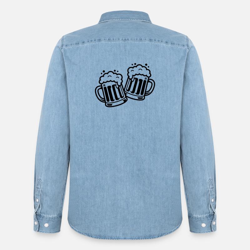 Bierkrug Prost Comic Bier - Männer Jeanshemd Organic von Stanley/Stella - verwaschenes Hellblau