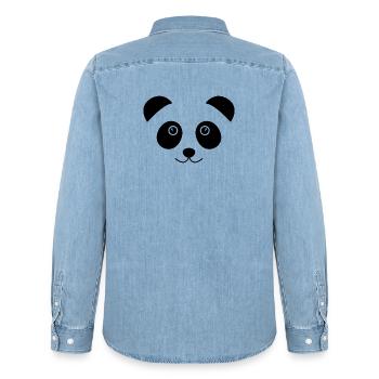 Panda face - Men’s Organic Denim Shirt by Stanley/Stella - light wash - Back - AI Model Male 185 light (185cm)