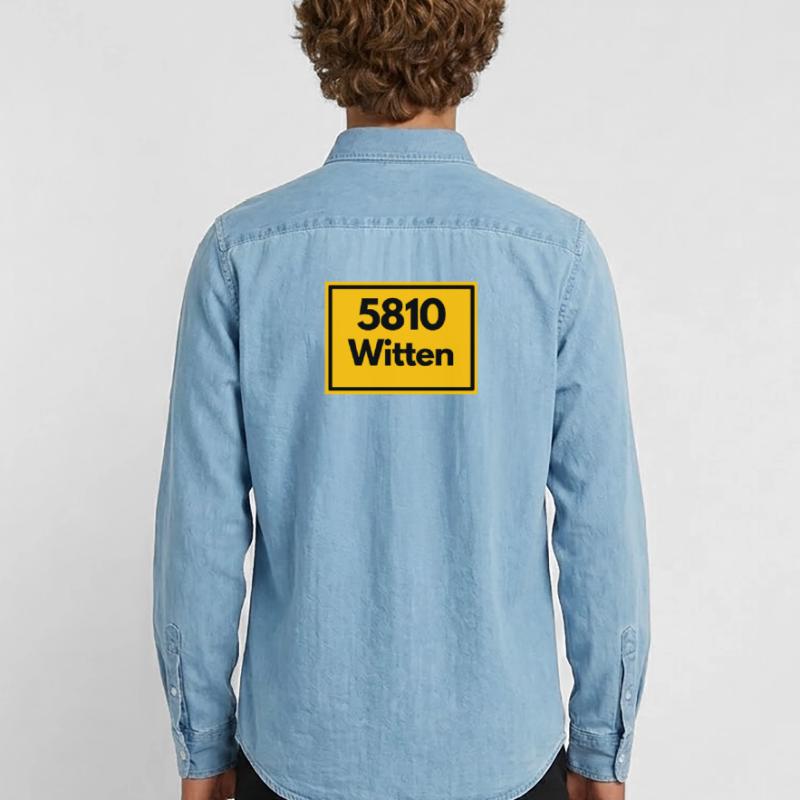 OLD POSTCODE POSTCODE RETRO 5810 WITTEN RUHRGEBIET Men’s Organic Denim Shirt by Stanley/Stella