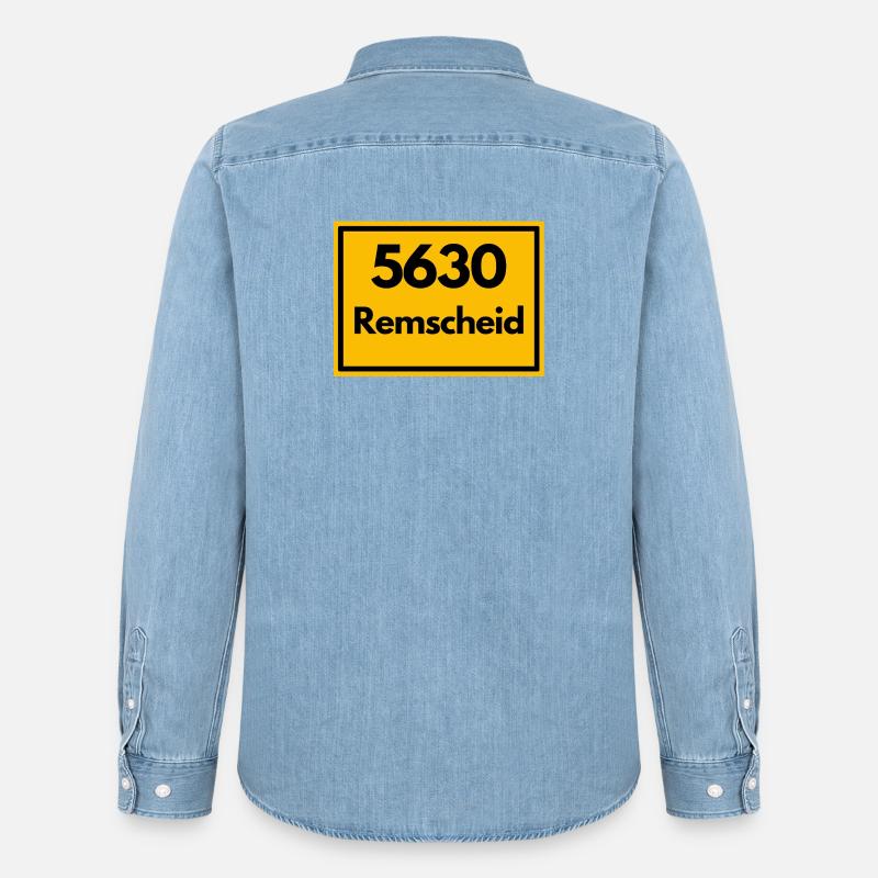 OLD POSTCODE POSTCODE 5630 REMSCHEID - BERGISCH - Men’s Organic Denim Shirt by Stanley/Stella - light wash
