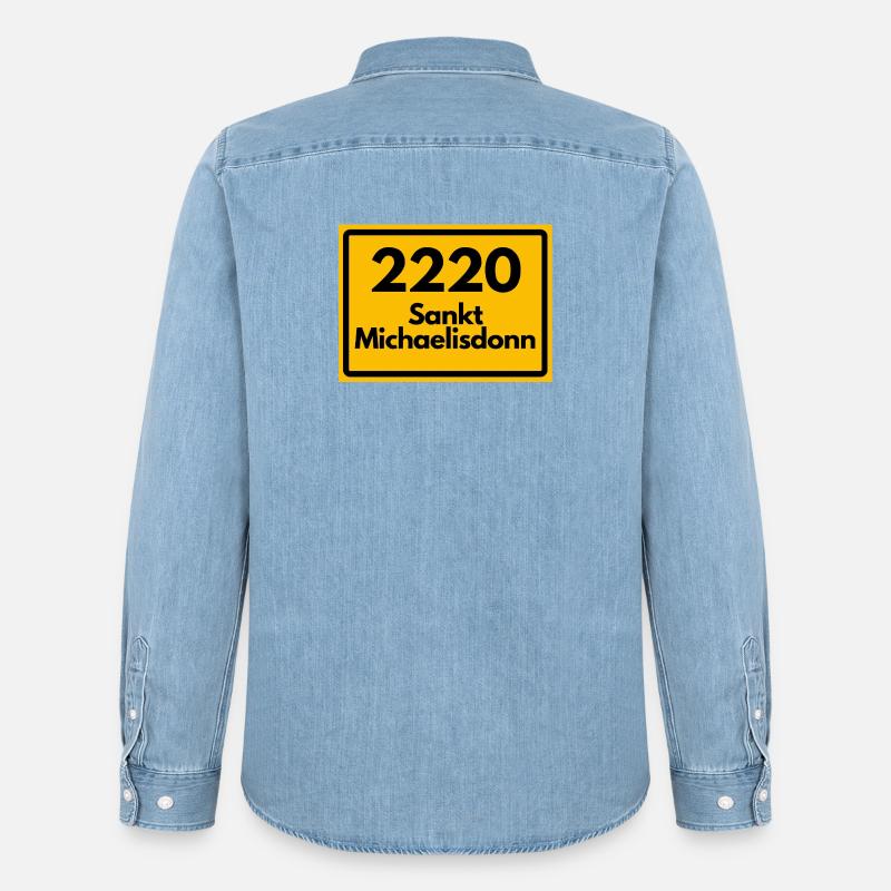 OLD POSTCODE POSTCODE 2220 SANKT MICHAELISDONN - Men’s Organic Denim Shirt by Stanley/Stella - light wash