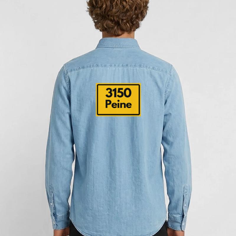 OLD POSTCODE ZIP CODE RETRO 3150 PEINE EULENSTADT Men’s Organic Denim Shirt by Stanley/Stella