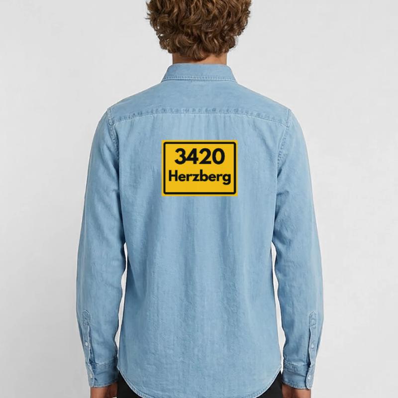 OUDE POSTCODE POSTCODE RETRO 3420 HERZBERG HARZ Heren denim overhemd biologisch Stanley/Stella
