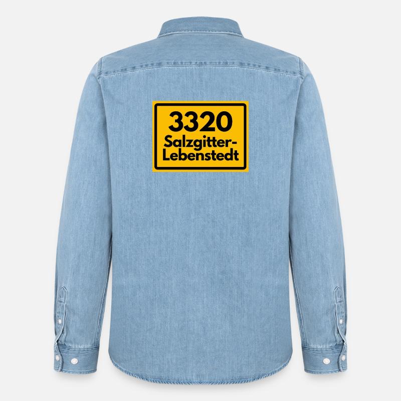 OLD POSTCODE POSTCODE RETRO 3320 SALZGITTER - Men’s Organic Denim Shirt by Stanley/Stella - light wash