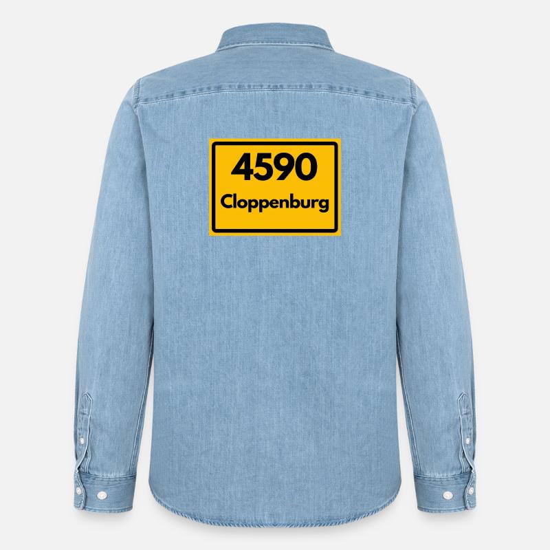 OLD POSTCODE POSTCODE RETRO 4590 CLOPPENBURG - Men’s Organic Denim Shirt by Stanley/Stella - light wash