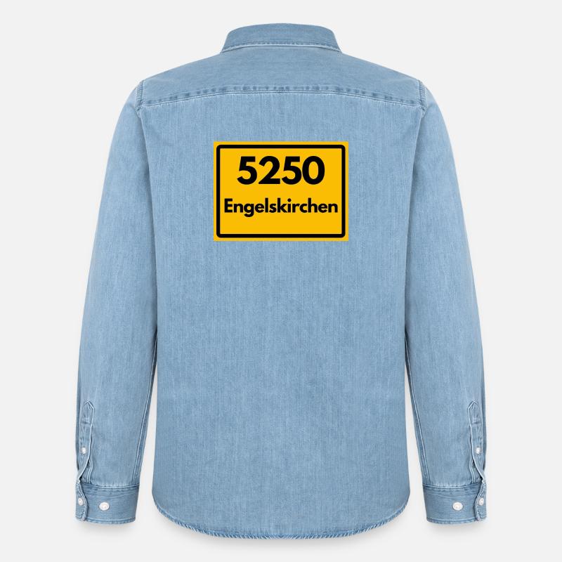OLD POSTCODE POSTCODE RETRO 5250 ENGELSKIRCHEN - Men’s Organic Denim Shirt by Stanley/Stella - light wash