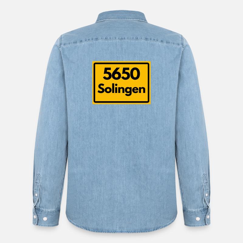 ALTE POSTLEITZAHL PLZ RETRO 5650 SOLINGEN - Männer Jeanshemd Organic von Stanley/Stella - verwaschenes Hellblau