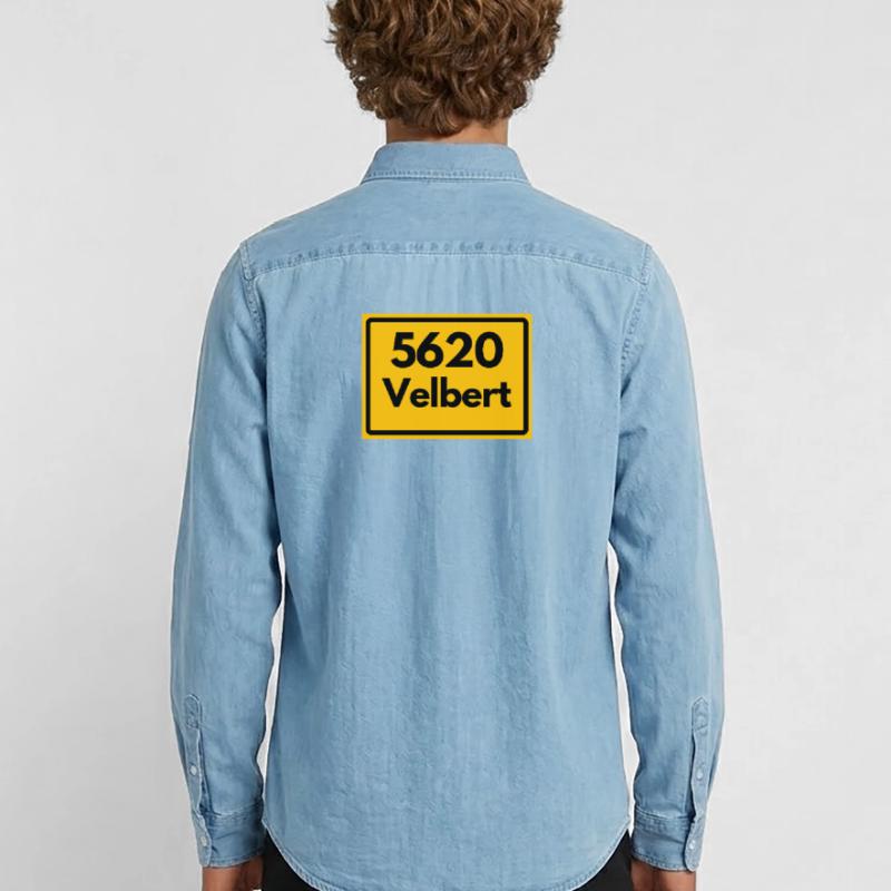 OLD POSTCODE POSTCODE RETRO 5620 VELBERT NRW Men’s Organic Denim Shirt by Stanley/Stella