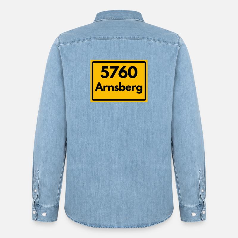 OLD POSTCODE POSTCODE RETRO 5760 ARNSBERG - Men’s Organic Denim Shirt by Stanley/Stella - light wash