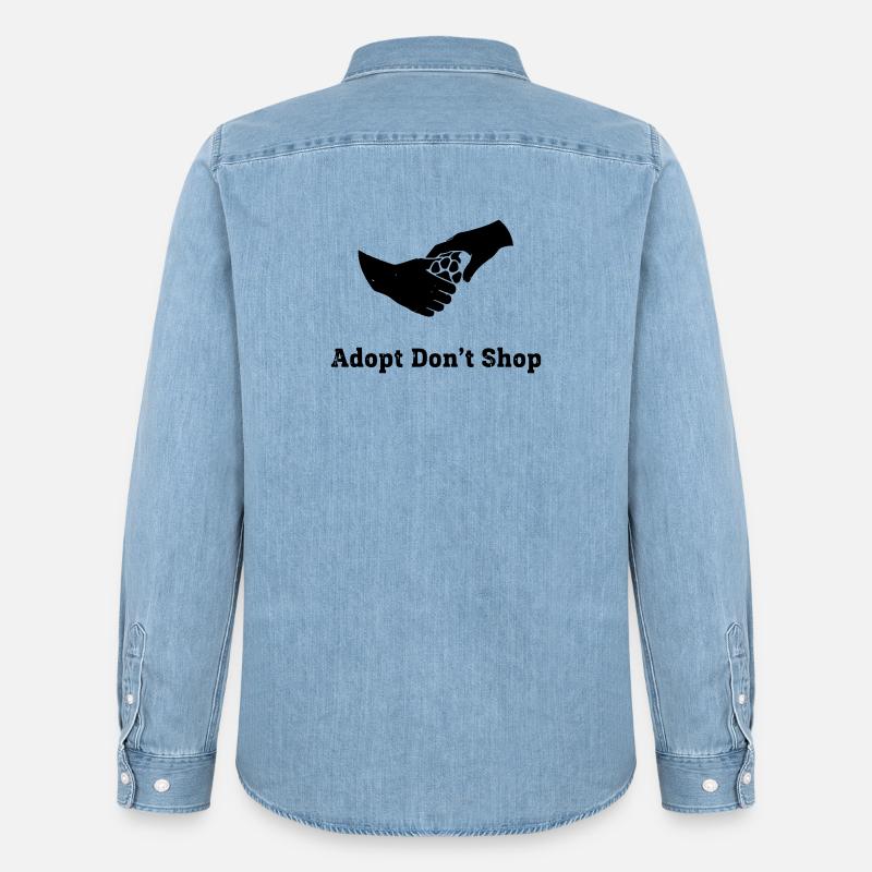 Adopt Dont Shop Pfote Faust Check - Männer Jeanshemd Organic von Stanley/Stella - verwaschenes Hellblau