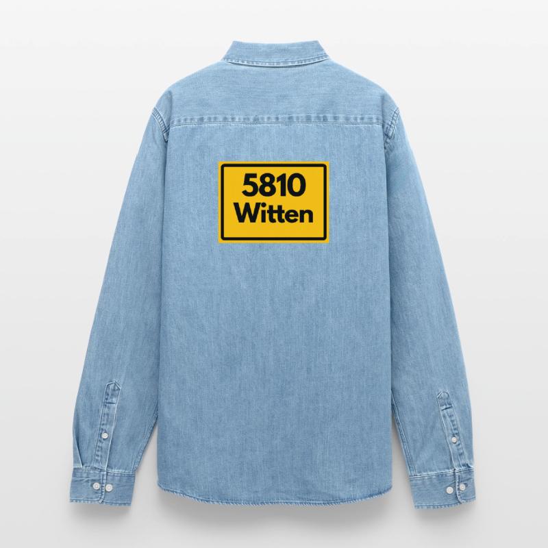 OLD POSTCODE POSTCODE RETRO 5810 WITTEN Men’s Organic Denim Shirt by Stanley/Stella