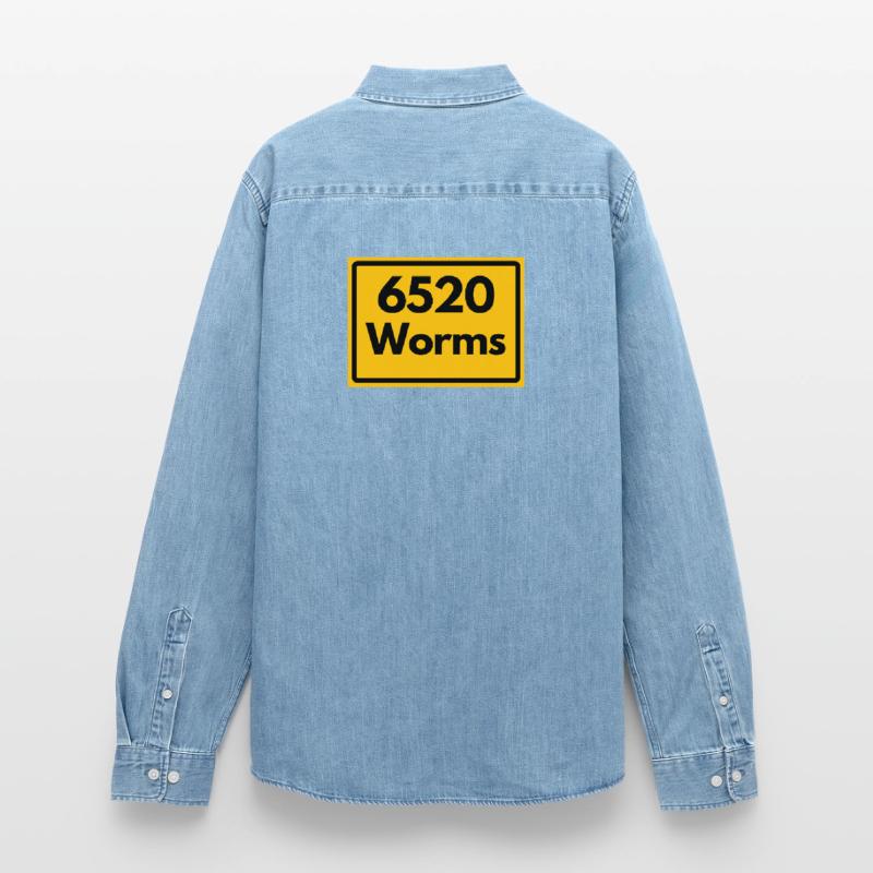 OLD POSTCODE POSTCODE RETRO 6520 WORMS Men’s Organic Denim Shirt by Stanley/Stella