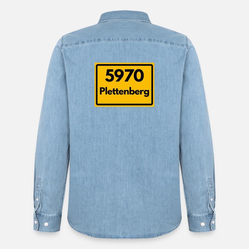 OLD POSTCODE POSTCODE RETRO 5970 PLETTENBERG - Men’s Organic Denim Shirt by Stanley/Stella - light wash