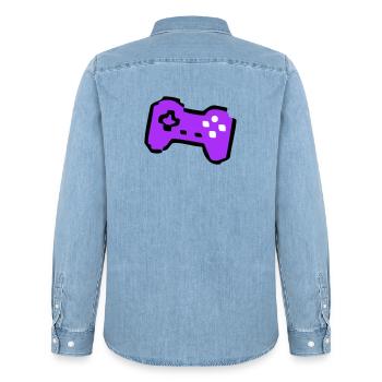 Joueur de manette rétro bizarre - Chemise en denim homme bio Stanley/Stella - bleu clair délavé - Dos - AI Model Male 185 light (185cm)