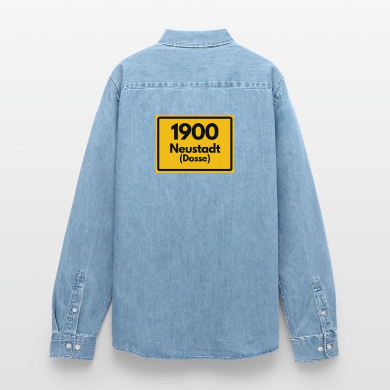 OLD POSTCODE ZIP CODE RETRO 1900 NEUSTADT DOSSE Men’s Organic Denim Shirt by Stanley/Stella