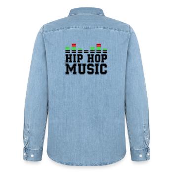 Hip Hop Music - Men’s Organic Denim Shirt by Stanley/Stella - light wash - Back - AI Model Male 185 light (185cm)