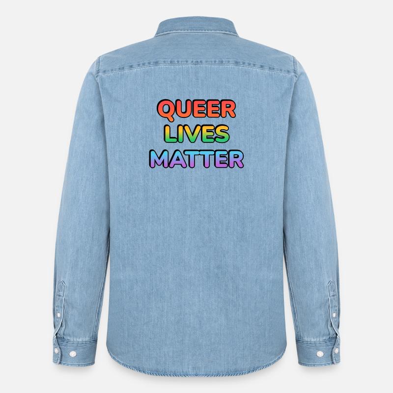 Queer Lives Matter Rainbow - Men’s Organic Denim Shirt by Stanley/Stella - light wash