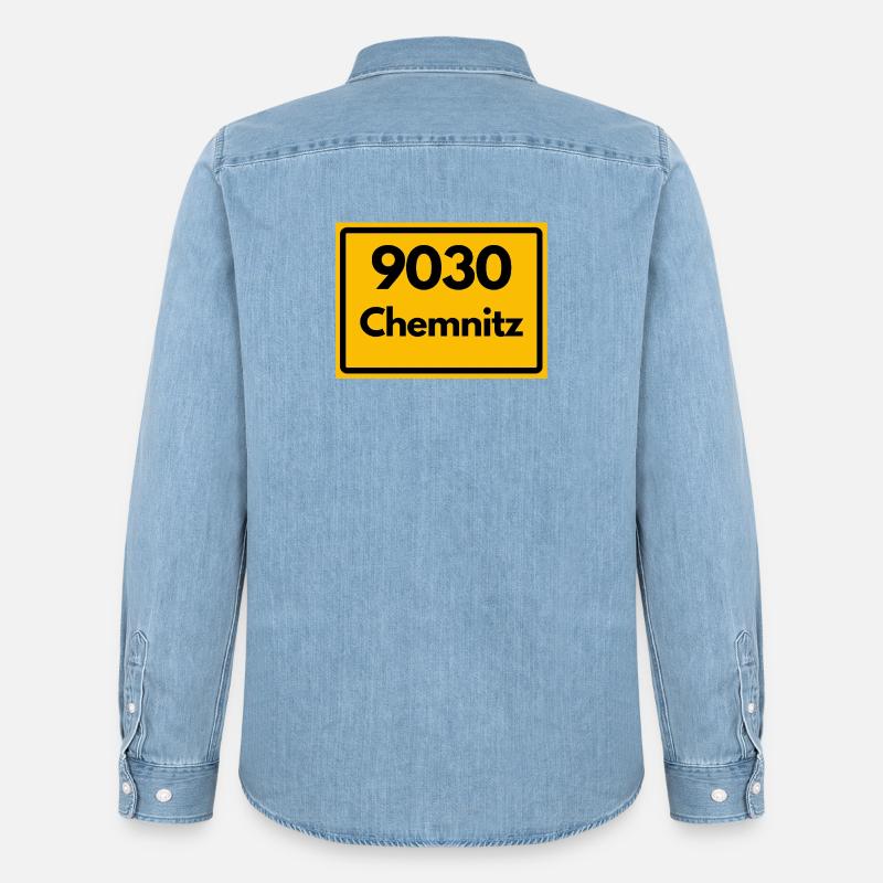 9030 PLZ SACHSEN CHEMNITZ ALTE POSTLEITZAHL - Männer Jeanshemd Organic von Stanley/Stella - verwaschenes Hellblau